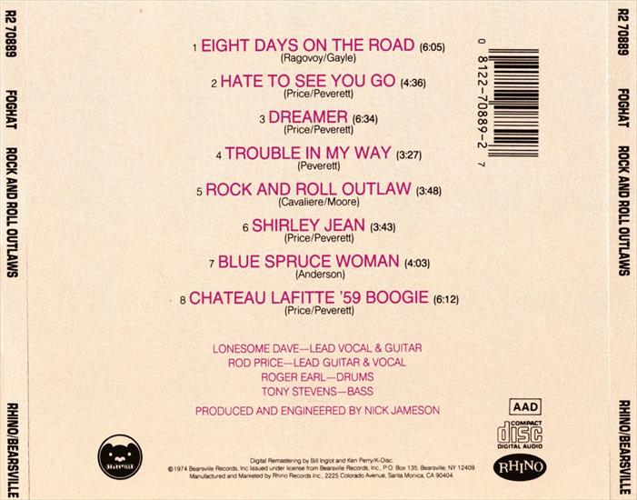 CD BACK COVER - CD BACK COVER - FOGHAT - Rock And Roll Outlaws.bmp